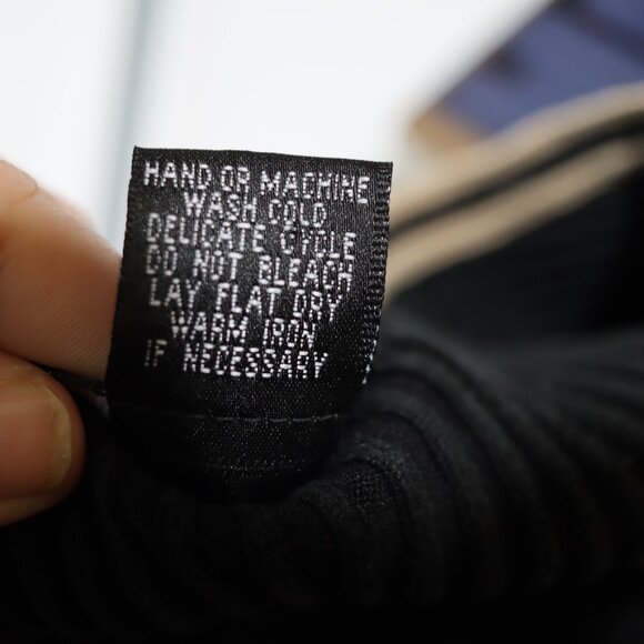 City Silk Vintage Black Pullover Sweater Beige Trim Flared Sleeve Y2K Large - Picture 14 of 14